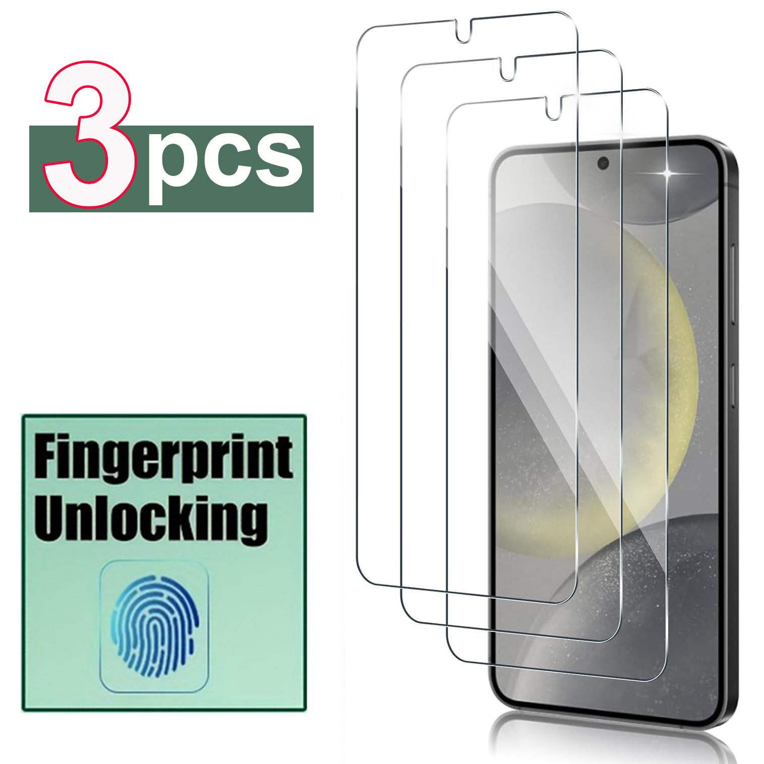 3 Stück Displayschutzfolie für Samsung Galaxy S25 Ultra S24 Plus + S23 S22 S21 FE, Ultraschall-Fingerabdruck-Entsperrung, vollständige Abdeckung, gehärtetes Glas Samsung S21 FE weiß