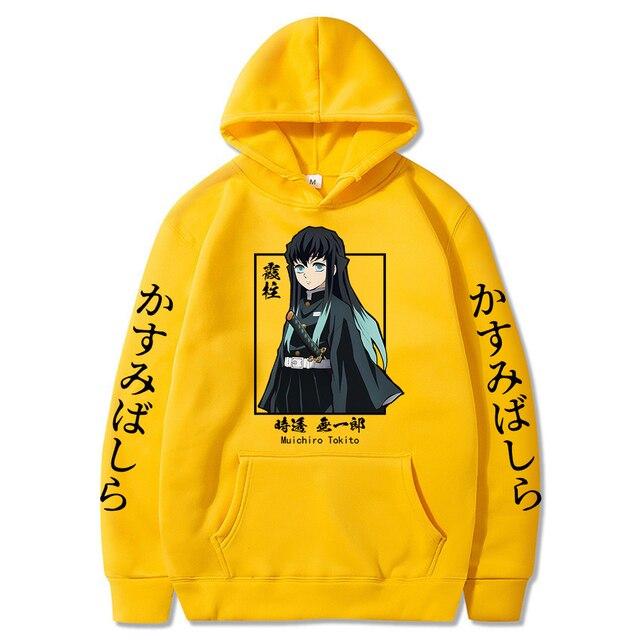Dämon Slayer Muichiro Tokito Grafik Hoodie Pullover Harajuku Streetwear Hoodies Winter Sweatshirt 4XL gelb