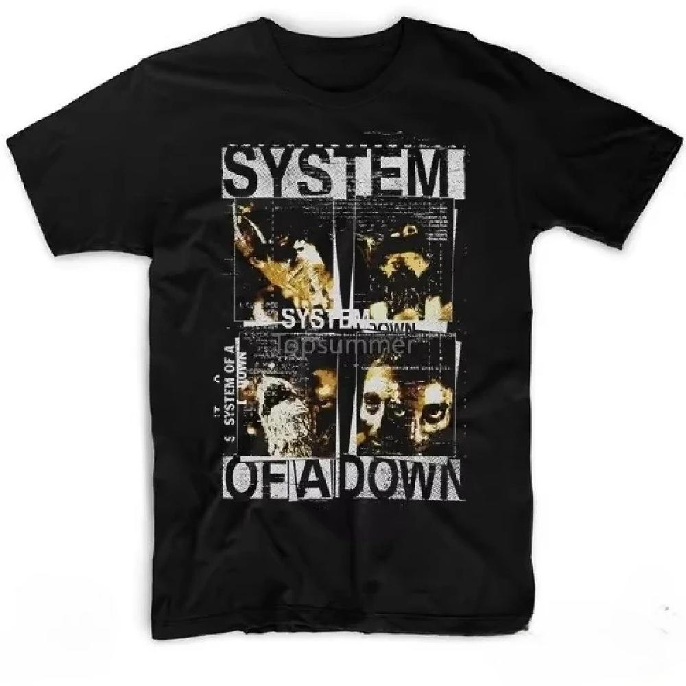 Band System of A Down Soad Gesichter Collage T-Shirt Lustige Grafik T-Shirts Herren T-Shirts Baumwolle Schwarze T-Shirts für Männer S schwarz