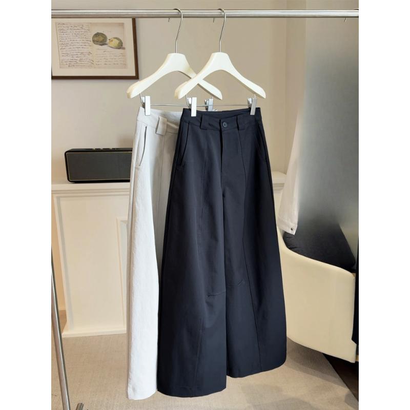 Damen Locker Lässige Hosen Hohe Taille Weite Beine Hosen Koreanische Mode Vielseitiger Damenanzug Gerade Hosen S schwarz
