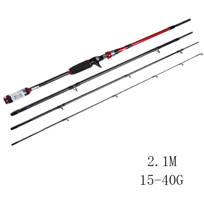 FTK 4-stufige Spinning-Casting-Speed-Angelrute, ultraleichte Karbonfaser-Reiserute für das Süßwasserangeln CASTING10-30G-2.1M rot
