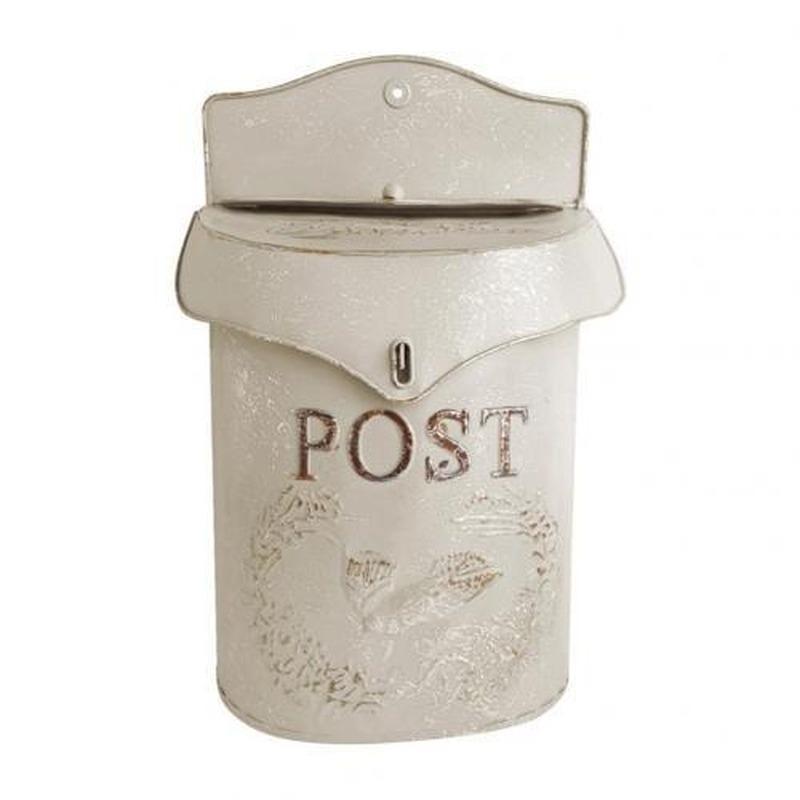 Handgefertigter Vintage-Briefkasten aus Metall, pastoral, abschließbar, sicherer Briefkasten aus Eisen, zur Wandmontage weiß