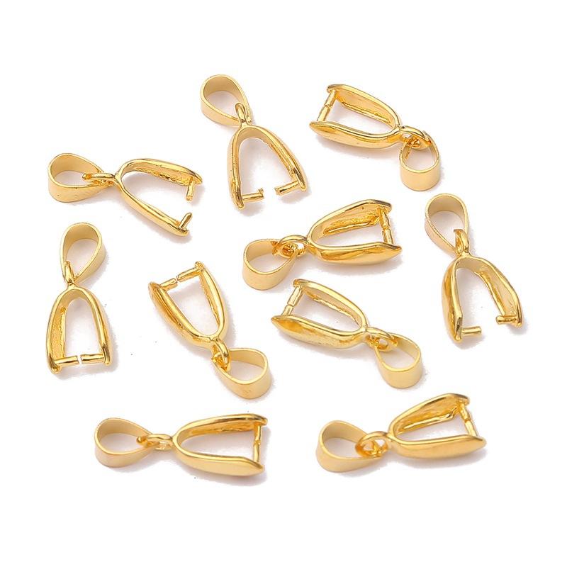 10 teile/los Anhänger Clip Verschluss Befestigen Schnalle Anhänger Stecker Kupfer Charm Bail Perlen Schmuck Erkenntnisse DIY Schmuck Machen Schmuck Zubehör 6x16mm gold