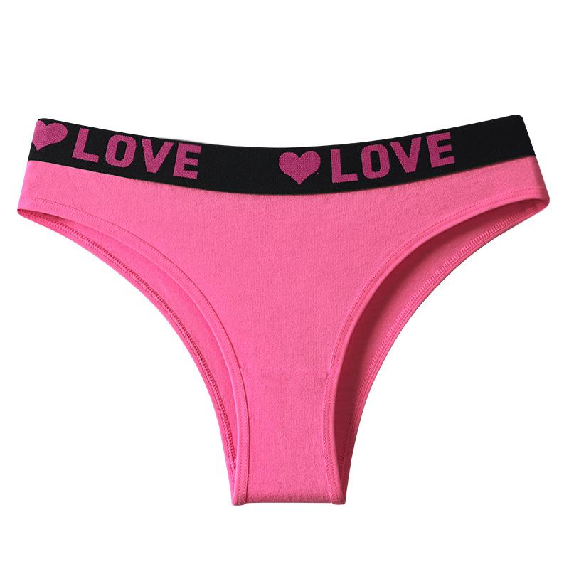 Dessous-Unterwäsche mit Liebesbrief-Aufdruck, sexy Unterwäsche, süß, bequem, niedrige Taille, Slips aus reiner Baumwolle, dreieckig, für Damen 170 rose rot