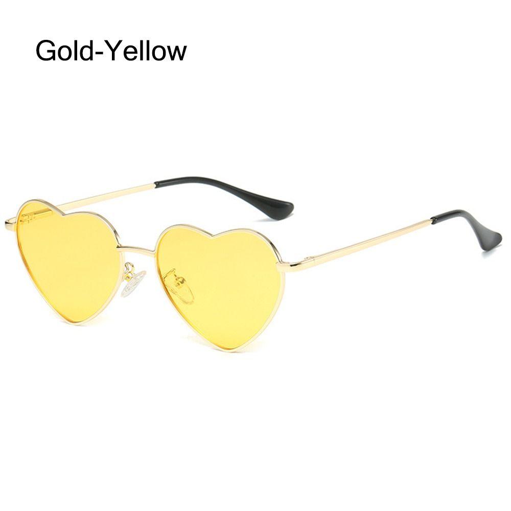 Vintage Metallrahmen Ausgefallene Accessoires Herz Sonnenbrille 90er Jahre Brille Herzförmige Sonnenbrille Shades Gold-Yellow