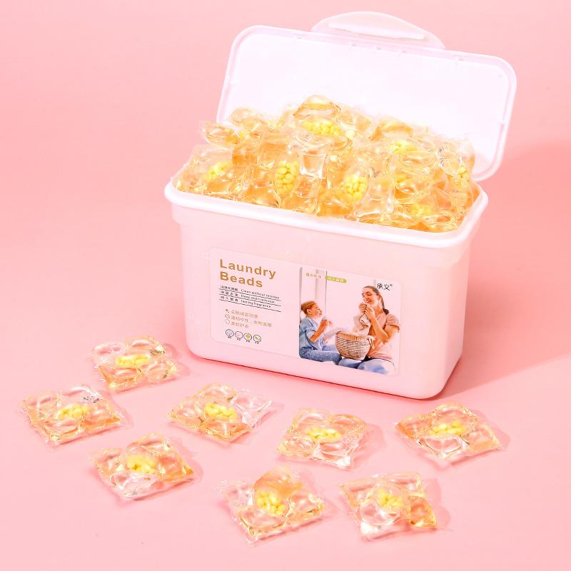 Fünf-in-Eins Waschmittel-Pods: Lang anhaltender Duft, Fleckenentfernung, Weichspülen und konzentrierte Waschmittelperlen. Freesia 50pcs Boxed