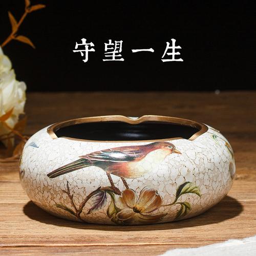 Chinesischer Retro Keramik Großer Aschenbecher mit Deckel Moderner Minimalistischer Kreativer Luxus Wohnzimmer Dekoration Kaffeetisch