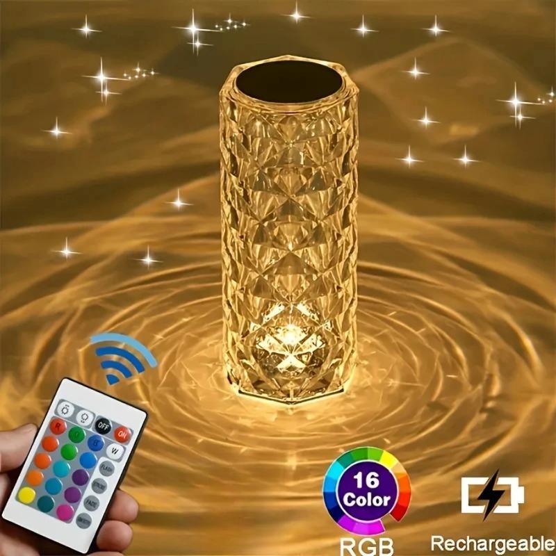 Kristalllampe 16-Farbwechsel RGB Nachtlicht Lampe USB Romantische LED Rosen Tischlampen Schlafzimmer Party Dinner Deko Licht RGBcharging+remotecontrol