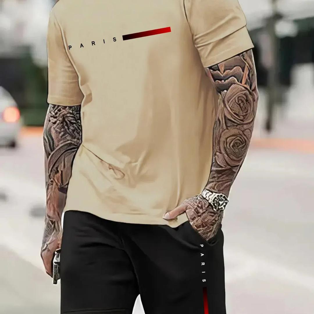 Kurzarm-Shorts-Sommeranzug Herren-T-Shirt Trenddruck Rundhals-Herrenanzug mit Gangster-Schönheits-Sport-Zweiteiler 4XL