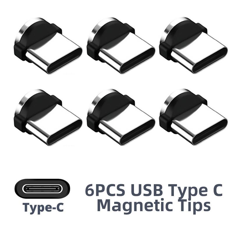 3 Stück 6 Stück Magnetspitzen Universal für rundes Magnetkabel Micro USB Typ C Mobiltelefon für iPhone 6Pcs