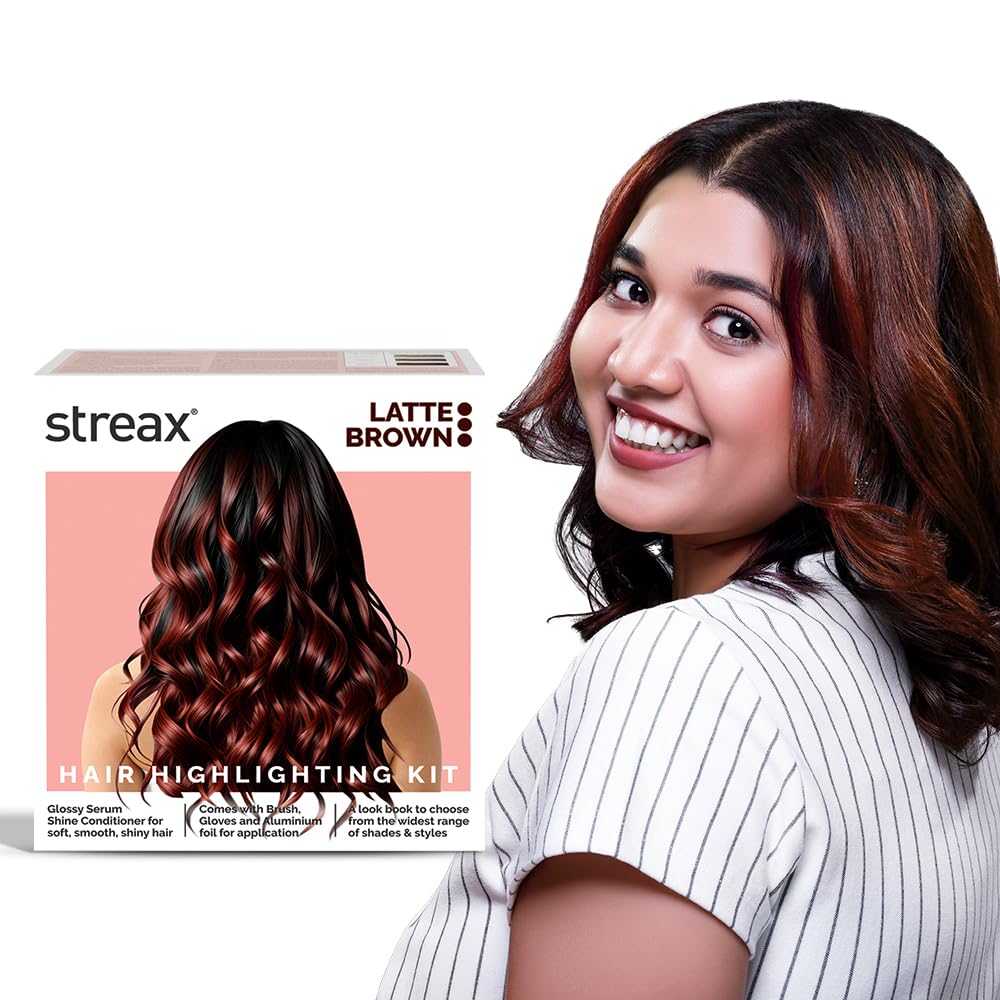 Streax Haarfarbe Highlight-Kit Latte Brown 180G Packung 1 Reichhaltige Lebendige DIY-Haarhighlights für Frauen black