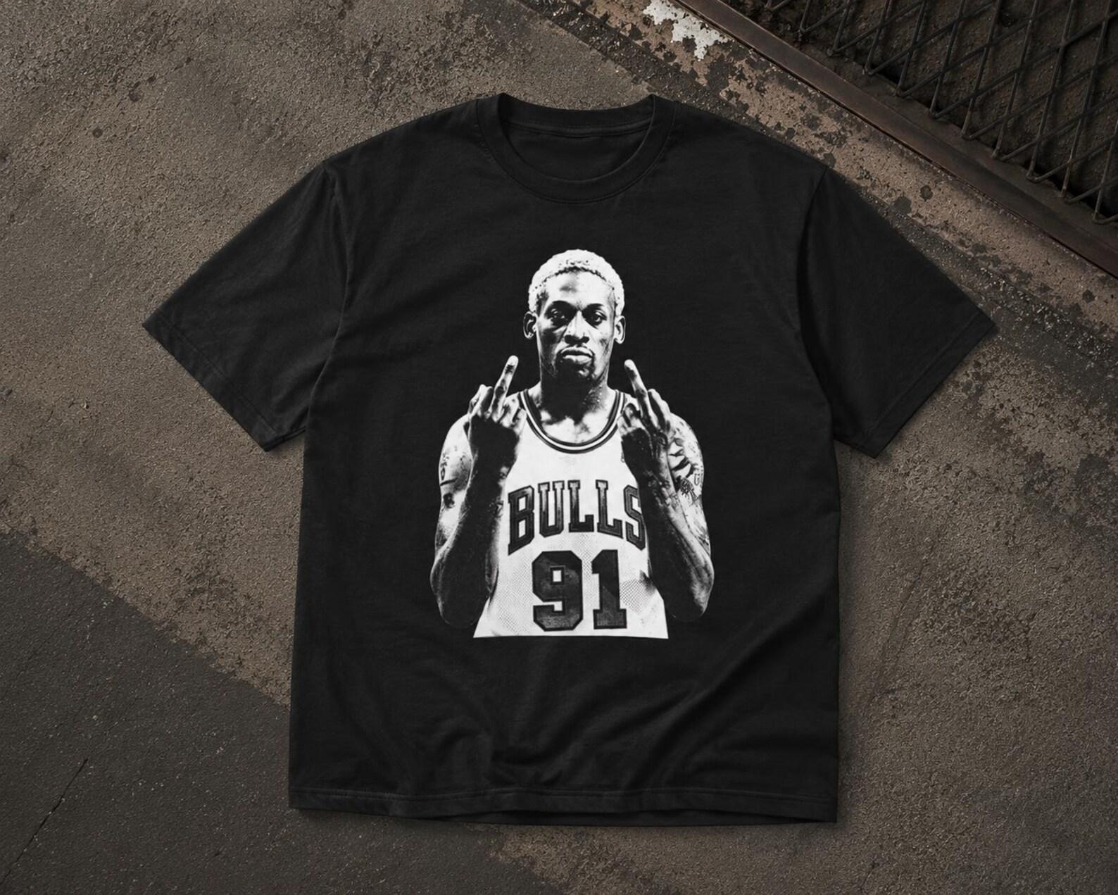 Vintage Bulls 91 Grafik-T-Shirt, Y2K Basketball-Shirt, Retro Streetwear-T-Shirt, Von Dennis Rodman inspiriertes T-Shirt, Übergroßes Grafik-T-Shirt 4XL black