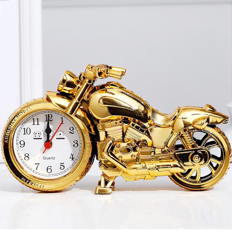Kreativer Wecker Motorrad Motorrad Form Wecker Tischuhr Startseite Geburtstagsgeschenk Coole Uhr gold