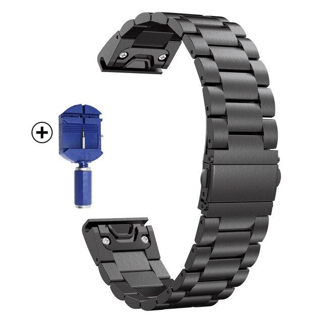 26MM 22MM 20MM Armband Edelstahl Metallband Für Garmin Fenix ​​7X 7X Pro 6S 6X 6 Pro 5X 5 5S 3HR Armband 20mm For Fenix 5S schwarz