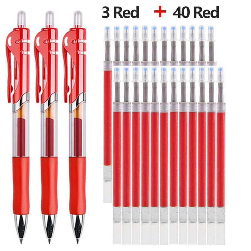 43 Stück Gelstifte &; Nachfüllset Briefpapier Kawaii Schreibstift Schwarz/Rot/Blau Tinte 0,5 mm Blauer Kugelschreiber Büro Schulbedarf 43pcs