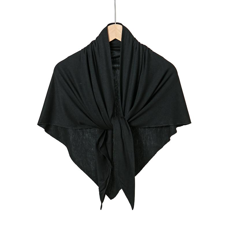 Neuer Baumwoll-Jersey-Hijab Dreieckstuch Muslimisch Sofort tragbar Sofort-Hijab Einfarbige Kopftücher Wickel Premium Jersey Band black