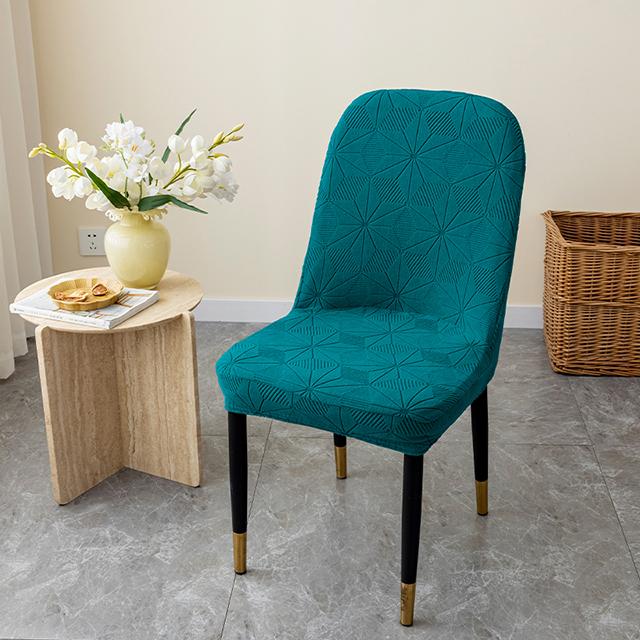 Jacquard-Anti-Staub-Stuhlhussen, einfarbig, gebogener Stuhlbezug im Wohnzimmer, Bankett, Hochzeit, Büro, elastischer, abnehmbarer Bezug 1-PCS