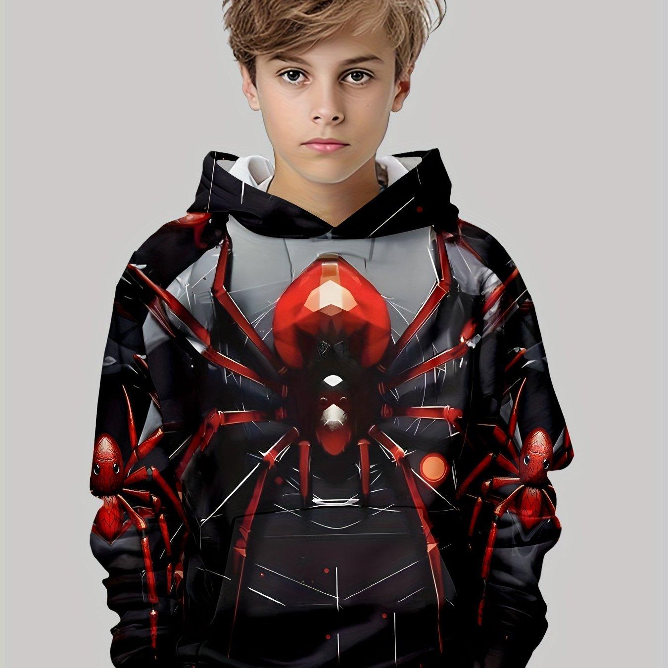Kinderkleidung Jungen Hoodies Langarm Kreativer 3D-Druck Kinder Frühling Herbst Kleidung Lässige Mode Pullover Mädchen Kleidung Top 140 black