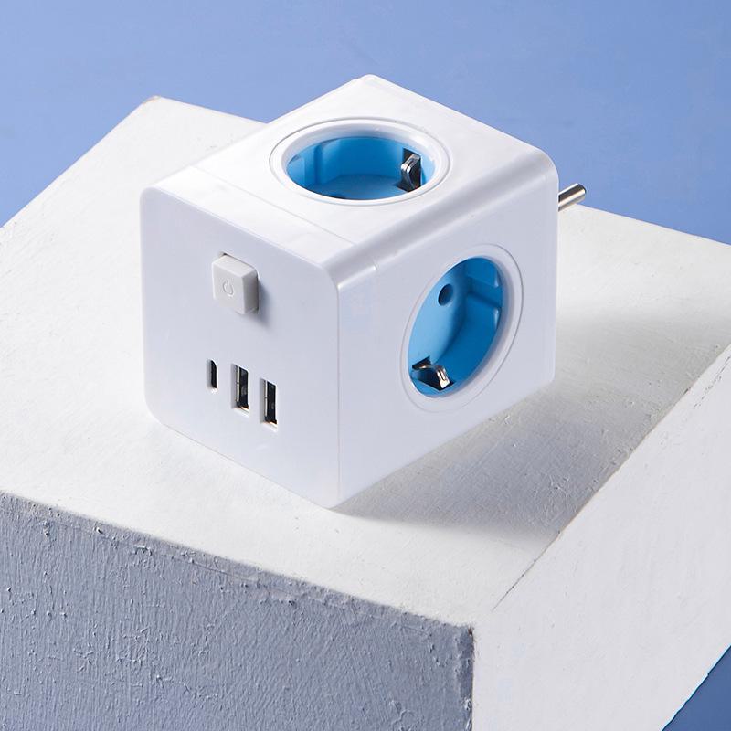 Europäischer Magic Cube USB-Stecker Kabelloser Reiseadapter large cube with USB