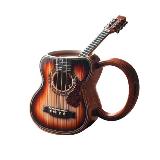 Kaffeetasse mit Musikinstrument, Gitarre, Klavier, Violine, Trommel, Saxophon, E-Gitarre, Keramik