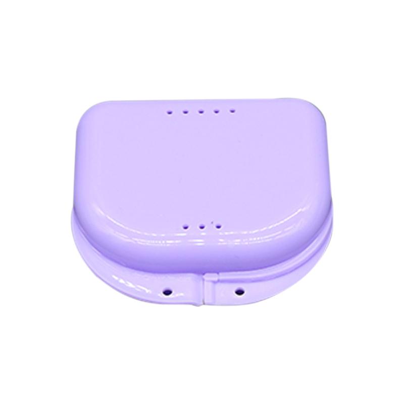 Retainer Box Retainer Container Teil Mundschutz Container Fall Prothese Box Kieferorthopädische Prothese Lagerung Boxen Mit Löchern violett