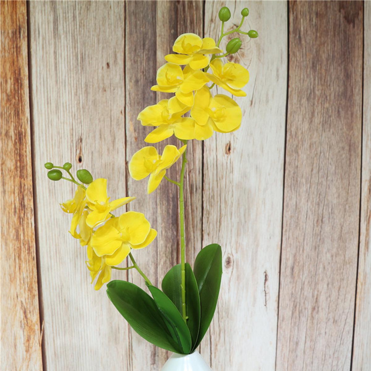 1 Stück künstliche Blumen, künstliche Schmetterlinge, Orchideen, fühlen sich echt an, für Hochzeit, Zuhause, Büro, Party, Hotel, Hof, Dekoration, Restaurant, Terrasse, festlich gelb