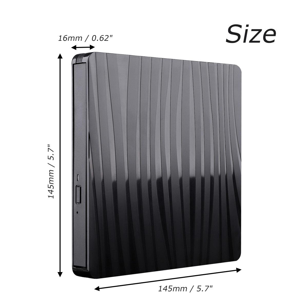 USB 3.0 Typ C Externes DVD-Laufwerk CD DVD-RW Player Rewriter Brenner Desktop schwarz schwarz