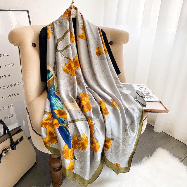Luxus Marke Silk Schal Frauen Lange Schal Wrap Moslemisches Hijab Schals Pashmina Weibliche Strand Stolen Bandana Foulard Pareo 90*180 cm
