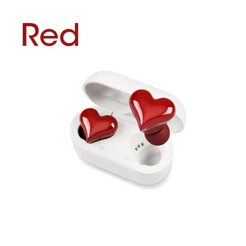 2024 Neue Heartbuds Drahtlose Kopfhörer Ohrhörer Bluetooth 5.3 Headset Frauen Mode Rosa Gaming Student Kopfhörer Mädchen Geschenk rot