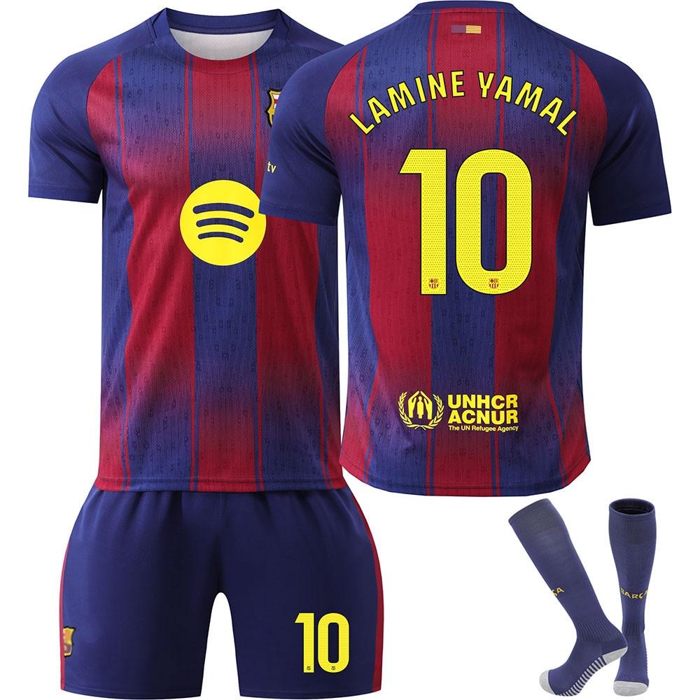 Jugend-Fußballausrüstung Barcelona Yamal Trikot-Set Blau 140-150cm Enthält Trikot Hose Socken 150-160 CM