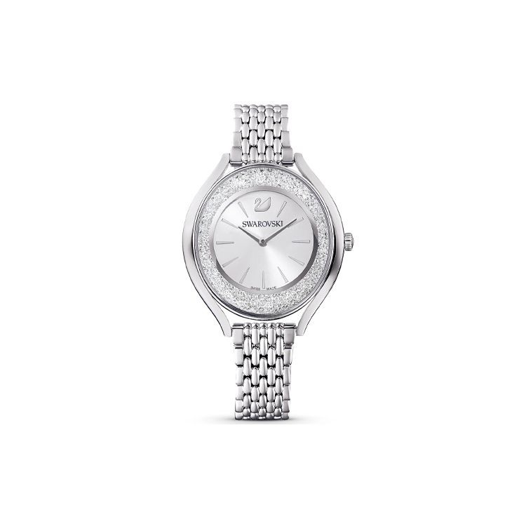 Swarovski Crystalline Aura Uhr Quarzwerk Metallarmband Silbernes Zifferblatt Damenuhren 5519462 Silver Dial