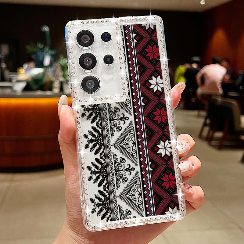 Vintage Totem-Druck Hülle für Samsung Galaxy A56 A55 A54 A36 A15 A16 A26 5G S25 Edge S24 S22 Ultra S23 FE Diamant TPU Handyhülle Galaxy S23 FE