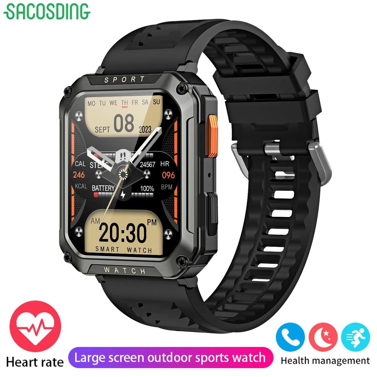 SACOSDING Neue Militär-Smartwatch für Männer mit Bluetooth-Anruf, 2,01 Zoll, Sport-Fitness-Armband, wasserdicht, Sprachassistent, Smartwatch für Männer Bluetooth Call watch