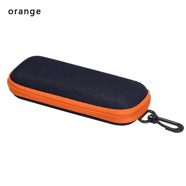 1 stücke Denim Harten Stoff Lesebrille Box Tragbare Zipper Sonnenbrille Schutz Widerstand Container Brillen Fall Tragen Tasche