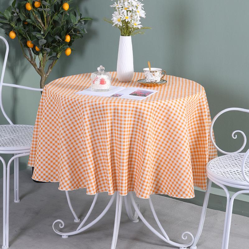 Runde Tischdecke Baumwolle Leinen Karierte Tischdecke Klein Frisch Runde Tischdecke Couchtisch Tischdecke Couchtischdecke round 150 orange