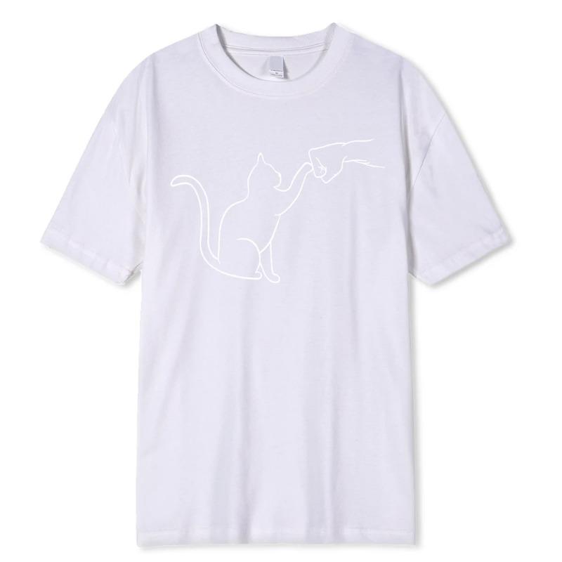 Einverständnis mit Katze Lustiger Druck Herren T-Shirts Bequeme Kleidung Street Tee Kleidung Hip Hop O-Ausschnitt 100% Baumwolle T-Shirts Herren L weiß