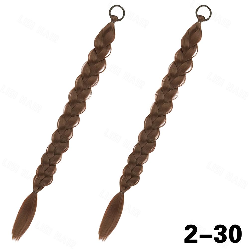 MISSQUEEN Synthetische 2 Stück Twist Zöpfe mit Gummiband Pferdeschwanz Haarverlängerung Mehrfarbig Modisch Geeigneter Zopf für Frauen und Mädchen Tägliche Anwendung 52cm
