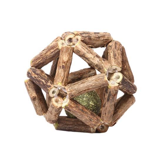 Katzenspielzeug Katzenminze Holzkugel Spielzeug Natürlicher Silberwein Stick Käfigkugel mit Katzenminze Ball Kätzchen Zahnreinigung Backenzahnspielzeug für Wohnungskatzen L