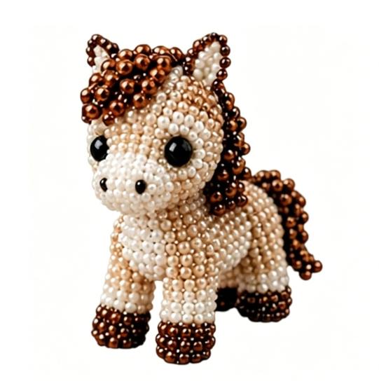 DIY Tier-Perlen-Set, Kleines 3D-Perlen-Tier-Bastelset, Süßes Tier-Perlenkunst-Set für Anfänger, Teenager, Erwachsene, Stressabbau, DIY-Dekoration, Handgefertigt Horse