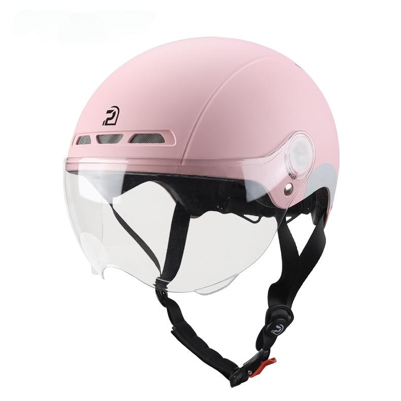 Fahrradhelm mit Schutzbrille, Objektiv, Gehörschutz, reflektierender Aufkleber, Fahrradhelm, MTB, Rennrad, E-Bike, Fahrradhelm für Erwachsene L rosa