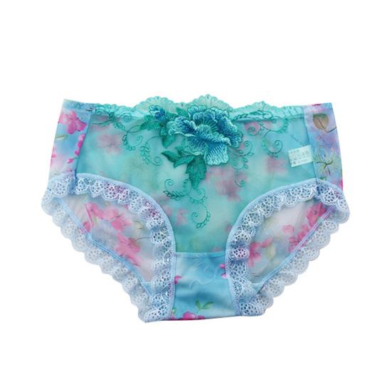 Trendy atmungsaktive schützende elastische Perspektive Spitze Sexy Damen Slips Höschen Unterhosen Alltagskleidung Frauen XL blau