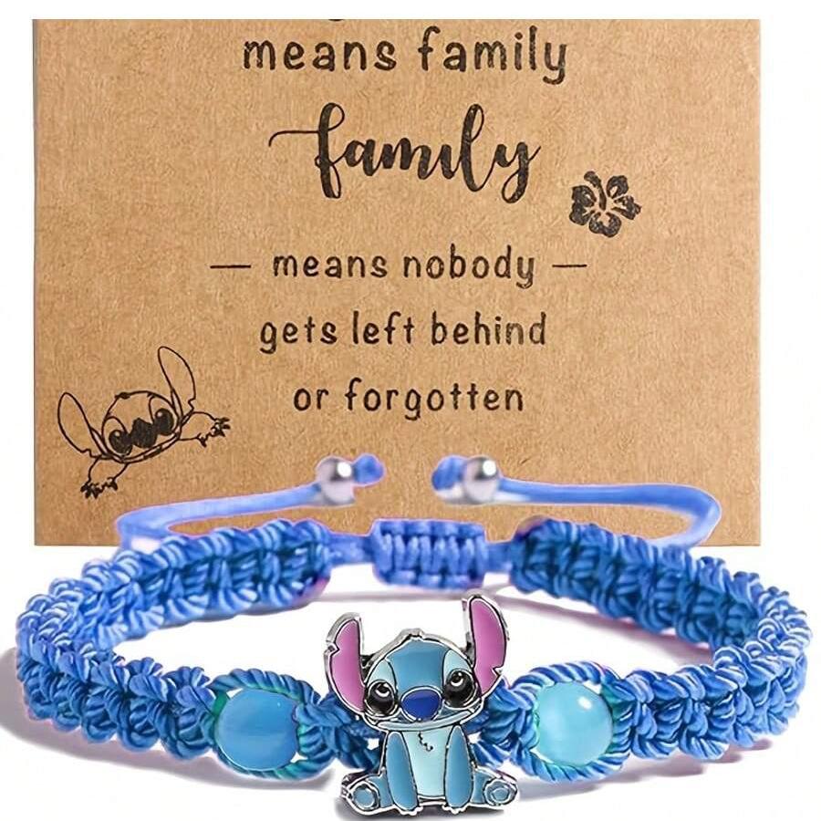 MINISO Anime Stitch Armband Cartoon Lilo & Stitch Kawaii Armband Kinderarmband Mädchen Jungen Verstellbares Armband Geschenke dunkelblaue