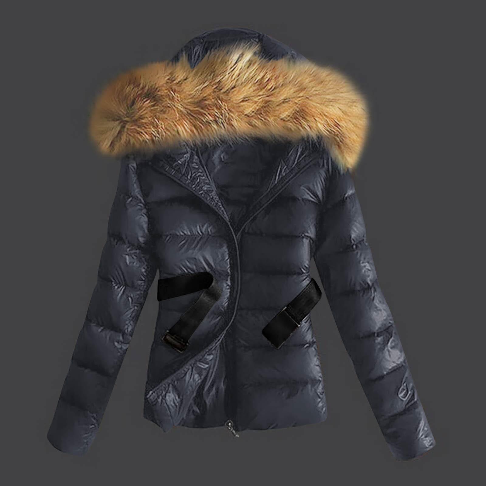 Winterjacken Damen Basic Mäntel Mode Kunstleder Winterjacken Damen Kunstfellkragen Mantel Damen Oberbekleidung XXL blau