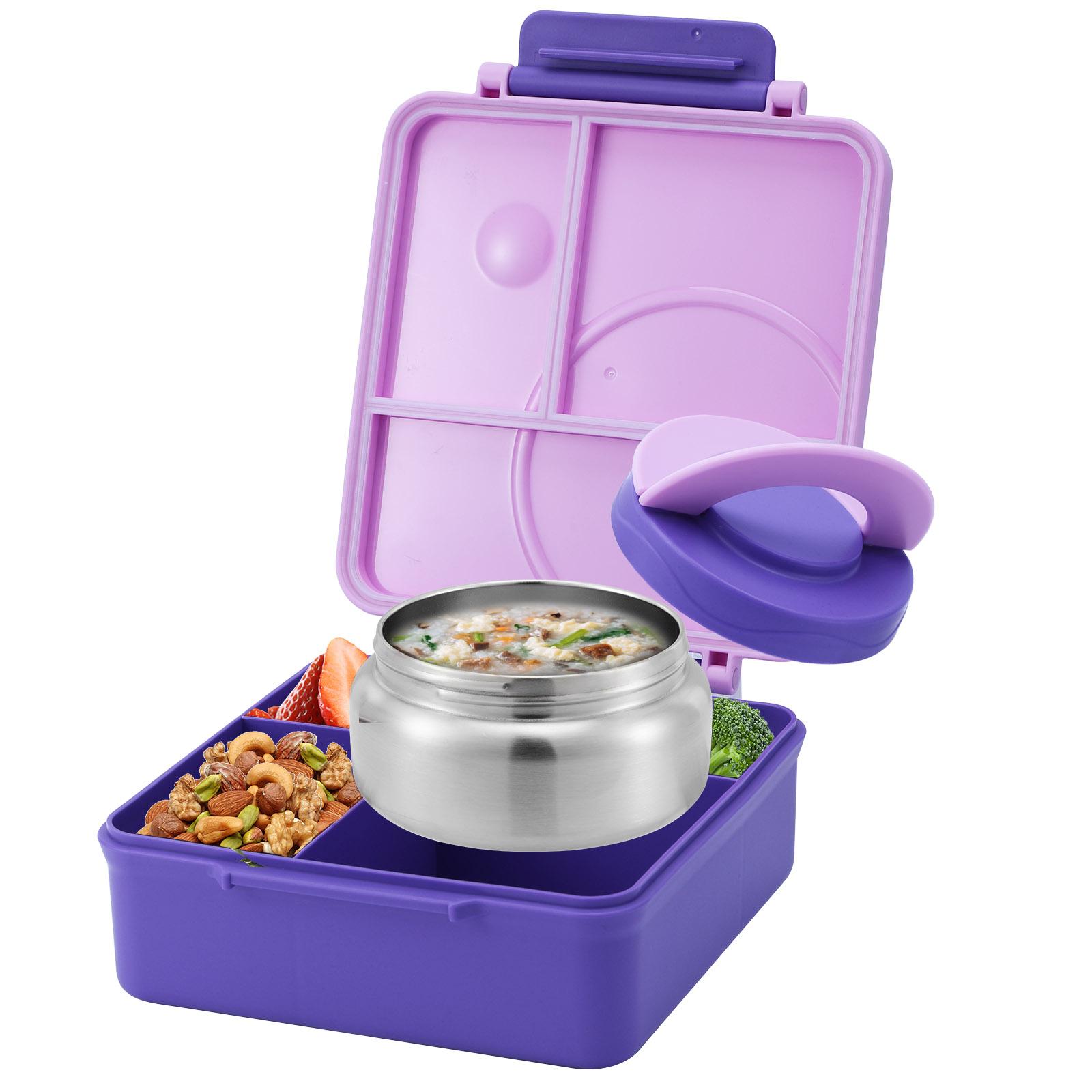 Vierfach-Lunchbox mit isolierter Suppe, für Jugendliche und Arbeiter in Schule, Kantine, zurück zur Schule 4&Other&1 violett