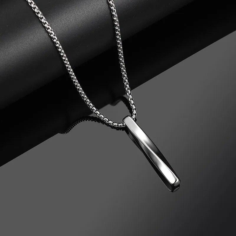 Rechteck Anhänger Halskette Herren Kragen Trendy Einfach Edelstahl Kette Herren Halskette Schmuck Geschenk 60cm
