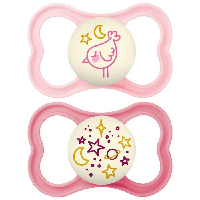 Schnuller-MAM Schnuller Supreme Nacht - 6+ Monate - Silikon - X2 (Farbe : Rose)