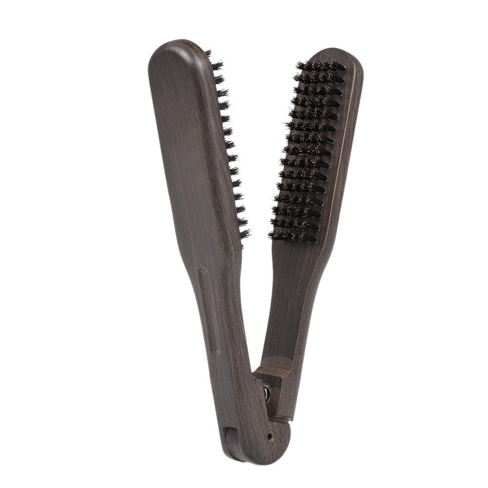 Glättkamm Doppelseitige Bürste Klemme Haar Friseur Naturborsten Haarkamm Hairstylig braun