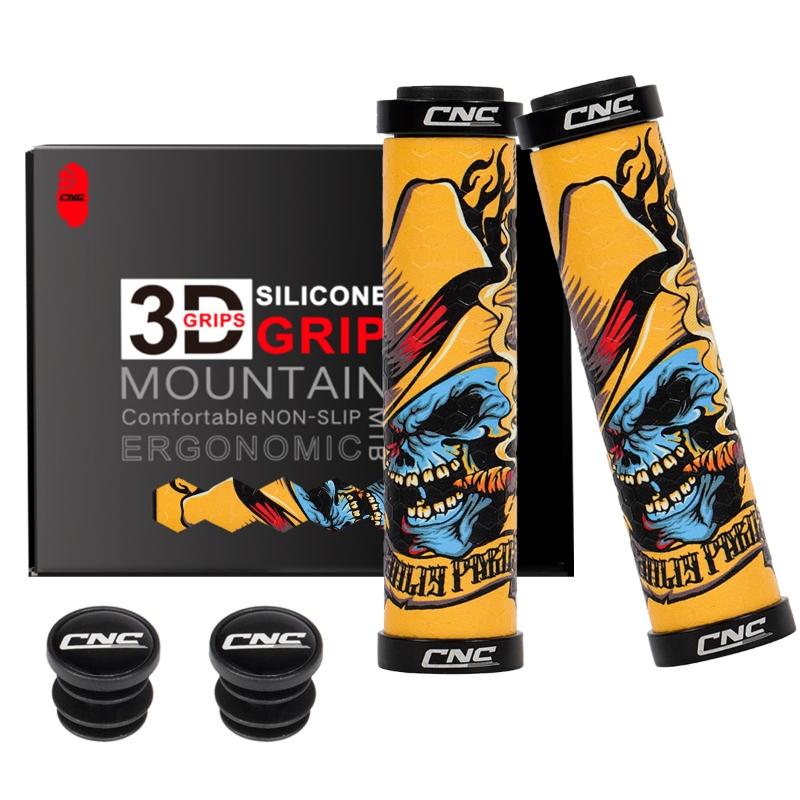 CNC Mountainbike Griffe Silikon MTB Griffe Gel Fahrrad Lenkergriff Lock-On Fahrradzubehör Passend für Flat Riser Lenker gelb