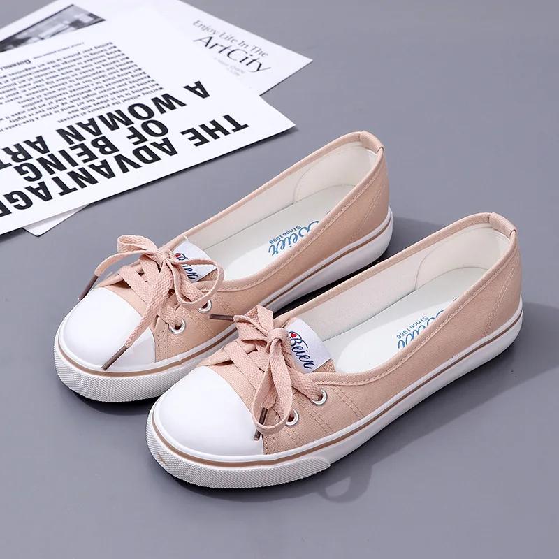 Damen Canvas Kleine weiße Flache Sommerschuhe Sport Casual Damen Weiche Schuhe Sneakers Zapatos De Mujer Plateau Sneakers 36 khaki