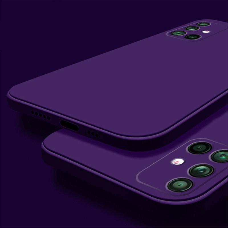 A53 A73 A33 A23 Hülle Hautgefühl Weiche flüssige Silikonhüllen für Samsung Galaxy A53 A23 A33 A73 A13 A22 A32 A52 A72 A51 A71 M32 M33 M53 5G 4G Rückseite Samsung Galaxy A23 dunkelviolette